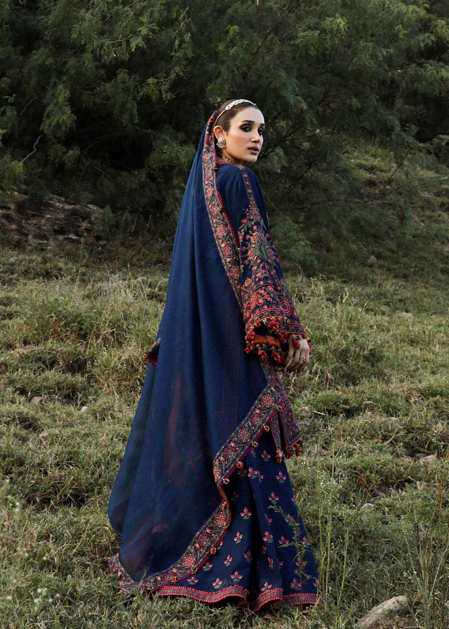 3 Piece - Unstitched Fully Embroided Dhanak Fabric With Embroided Dhanak shawl RS-695