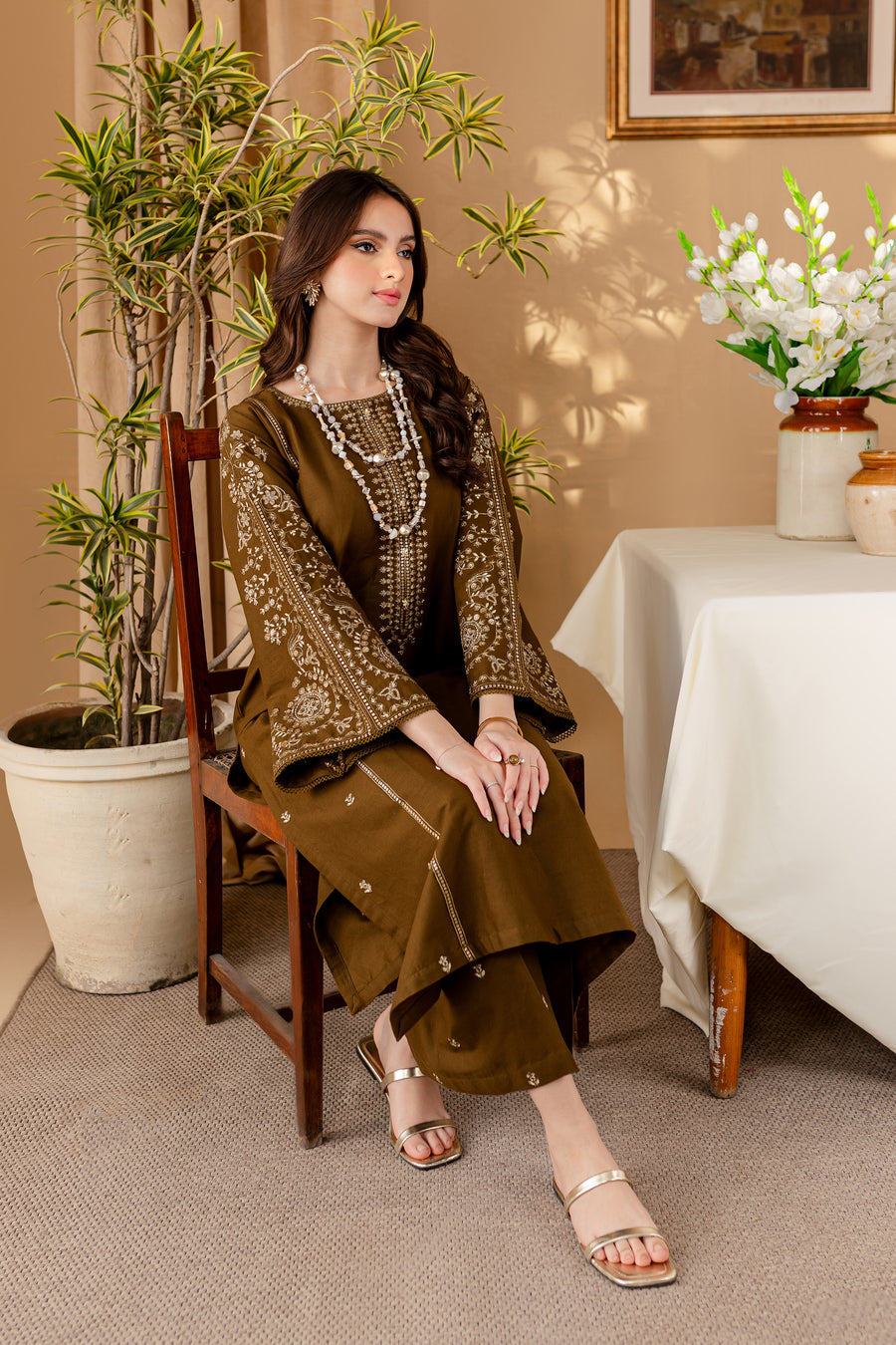2 Piece - Unstitched Fully Embroided Dhanak Fabric BA-68