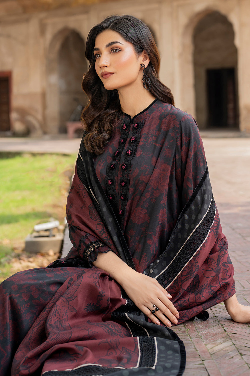 3 Piece - Unstitched Digital Printed Khaddar Fabric BK-191