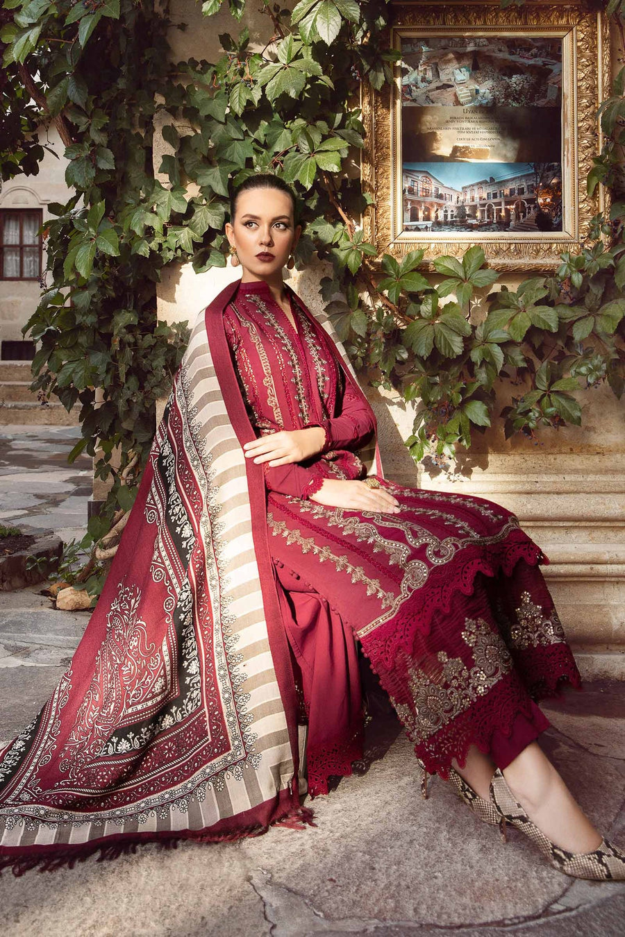 3 Piece Unstitched - Luxury Lawn Embroided Dress MA-48