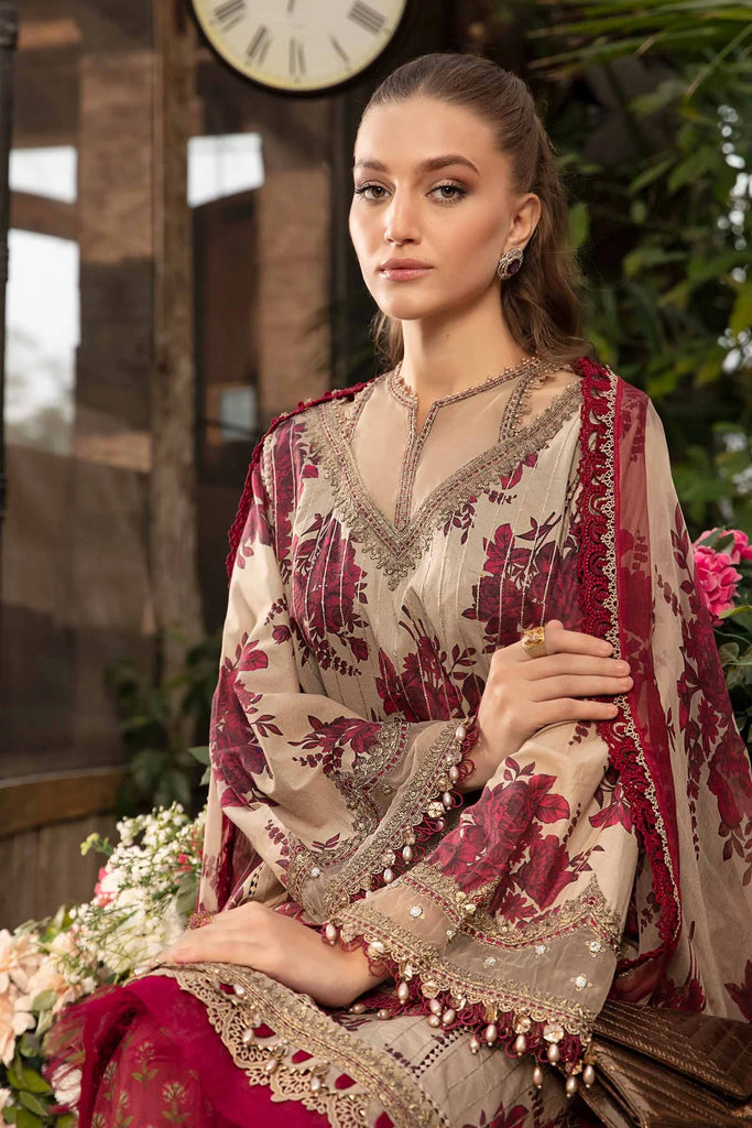 3 Piece - Unstitched Digital Printed Lawn Fabric With Embroided Laces
