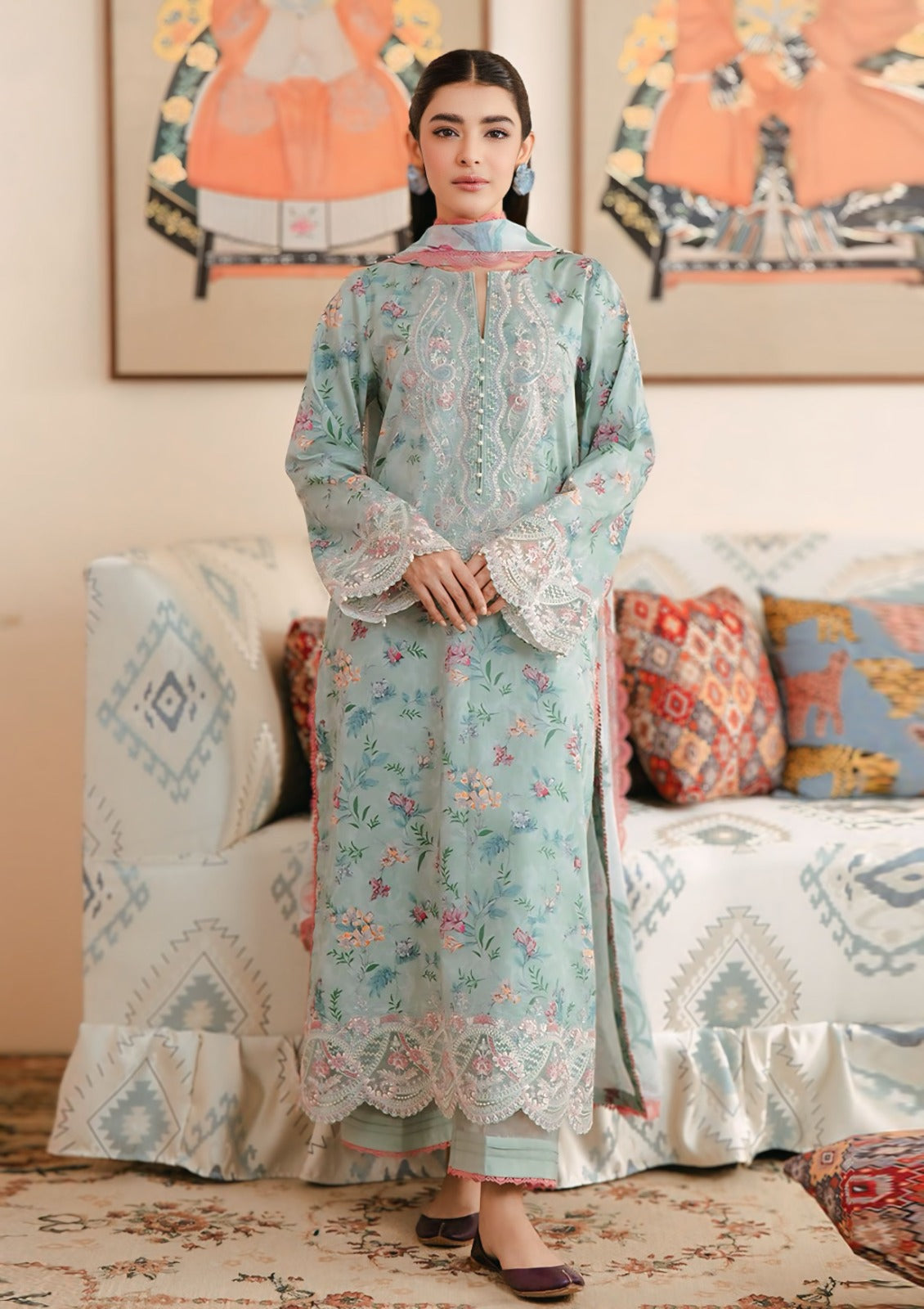 3 Piece - Unstitched Digital Printed Lawn Fabric