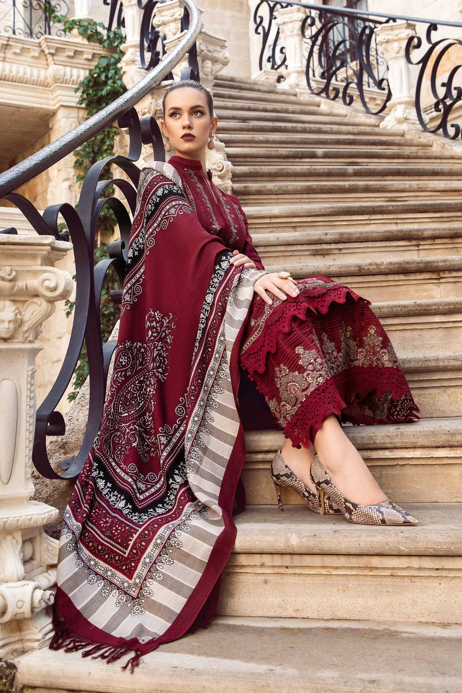 3 Piece Unstitched - Luxury Lawn Embroided Dress MA-48