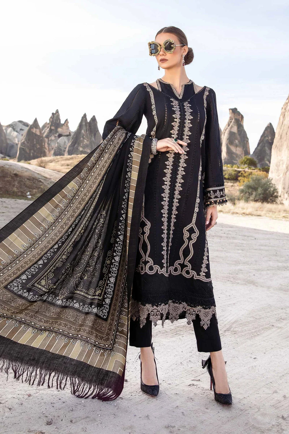 3 Piece Unstitched - Luxury Lawn Embroided Dress