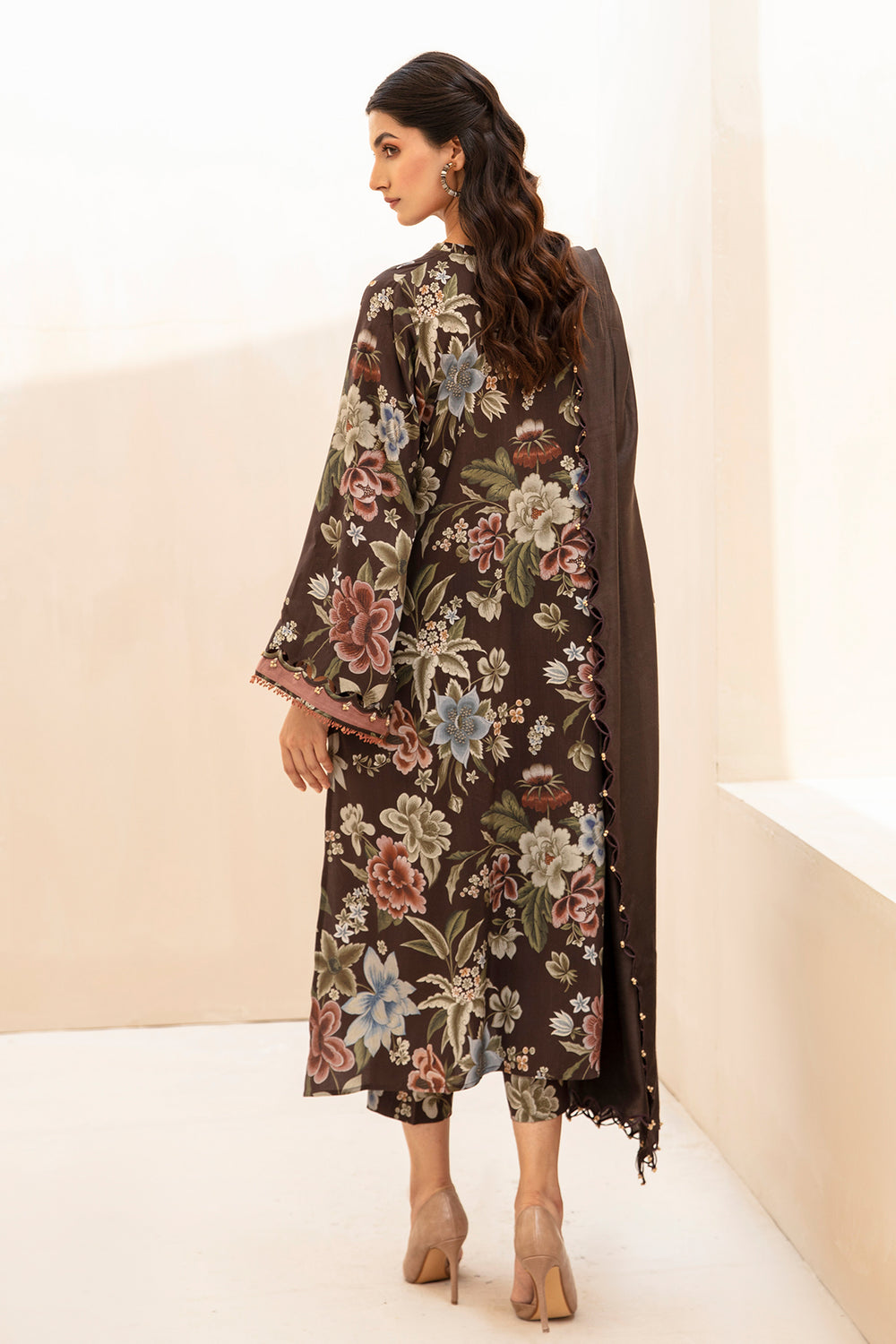 3 Piece - Unstitched Digital Printed Khaddar Fabric BK-182