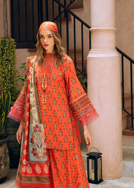 3 Piece Digital Printed Khaddar Fabric With Khaddar Shawl