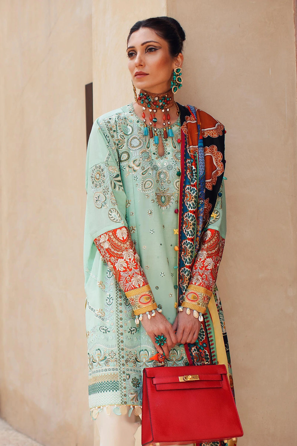 3 Piece - Unstitched Viscose Fabric With Silk Dupatta