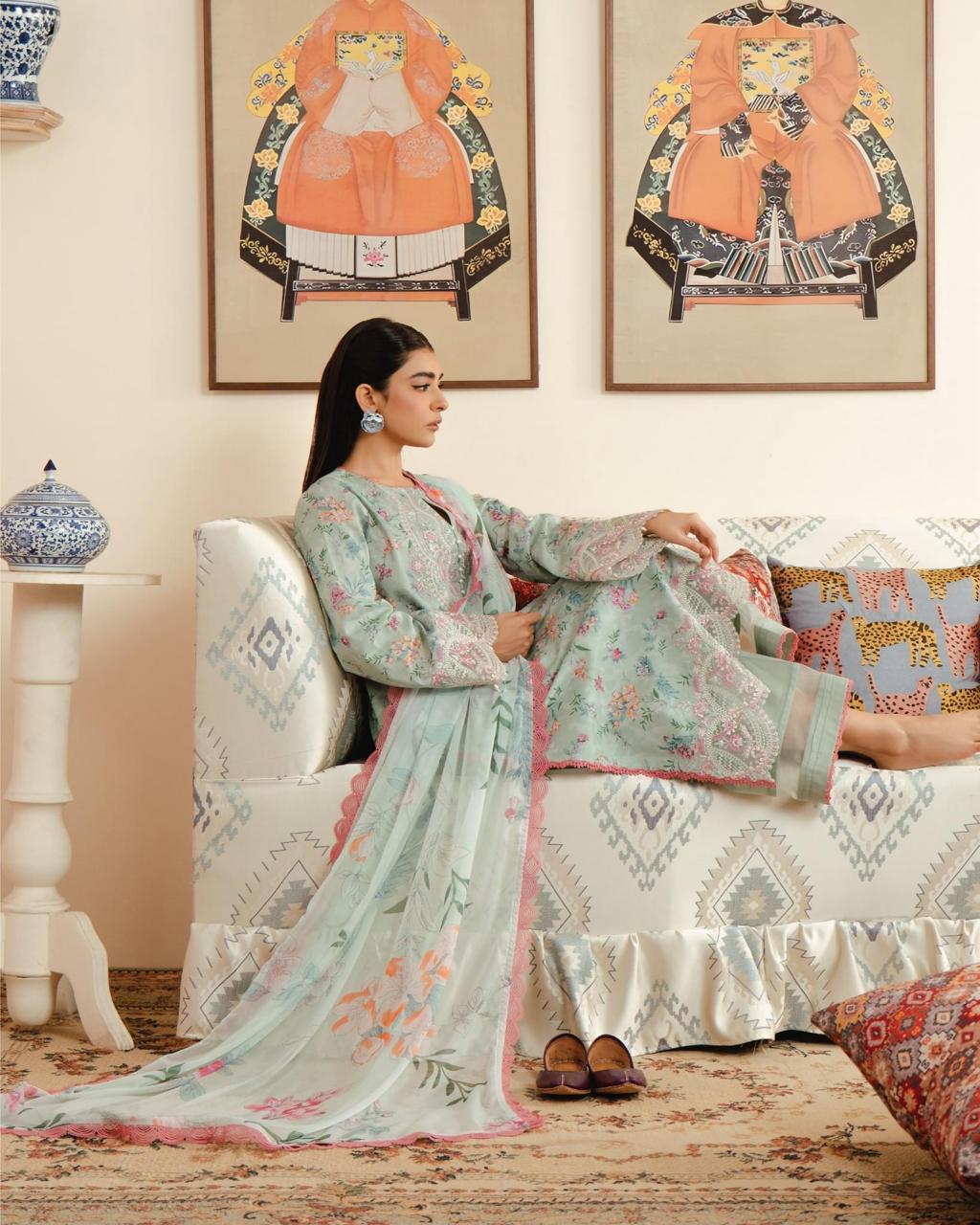 3 Piece - Unstitched Digital Printed Lawn Fabric