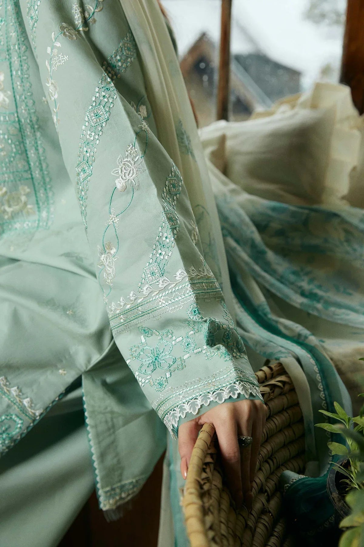 3 Piece - Unstitched Fully Embroided Lawn Fabric ZS-49