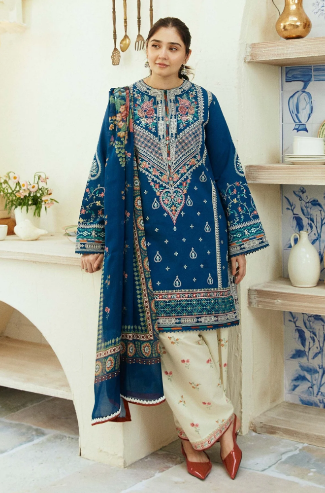 3 Piece - Unstitched Fully Embroided Dhanak Fabric ZS 50