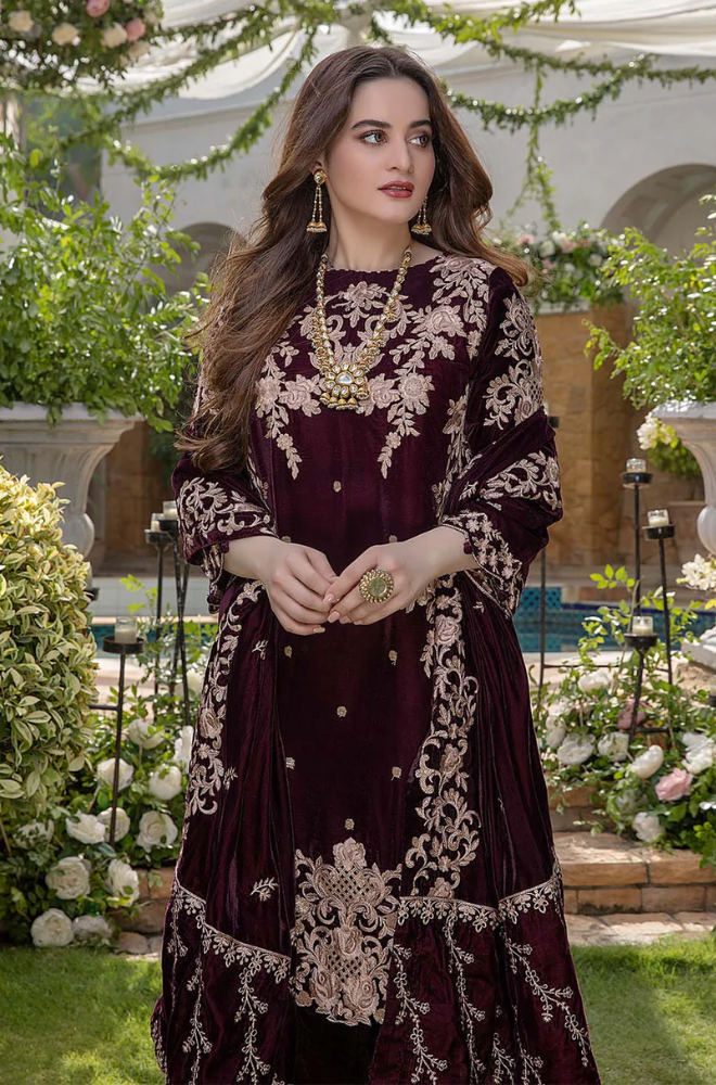 Luxury Velvet Embroidered Dress BR-1065