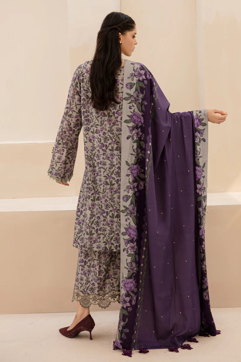 3 Piece - Unstitched Digital Printed Khaddar Fabric BQ-403