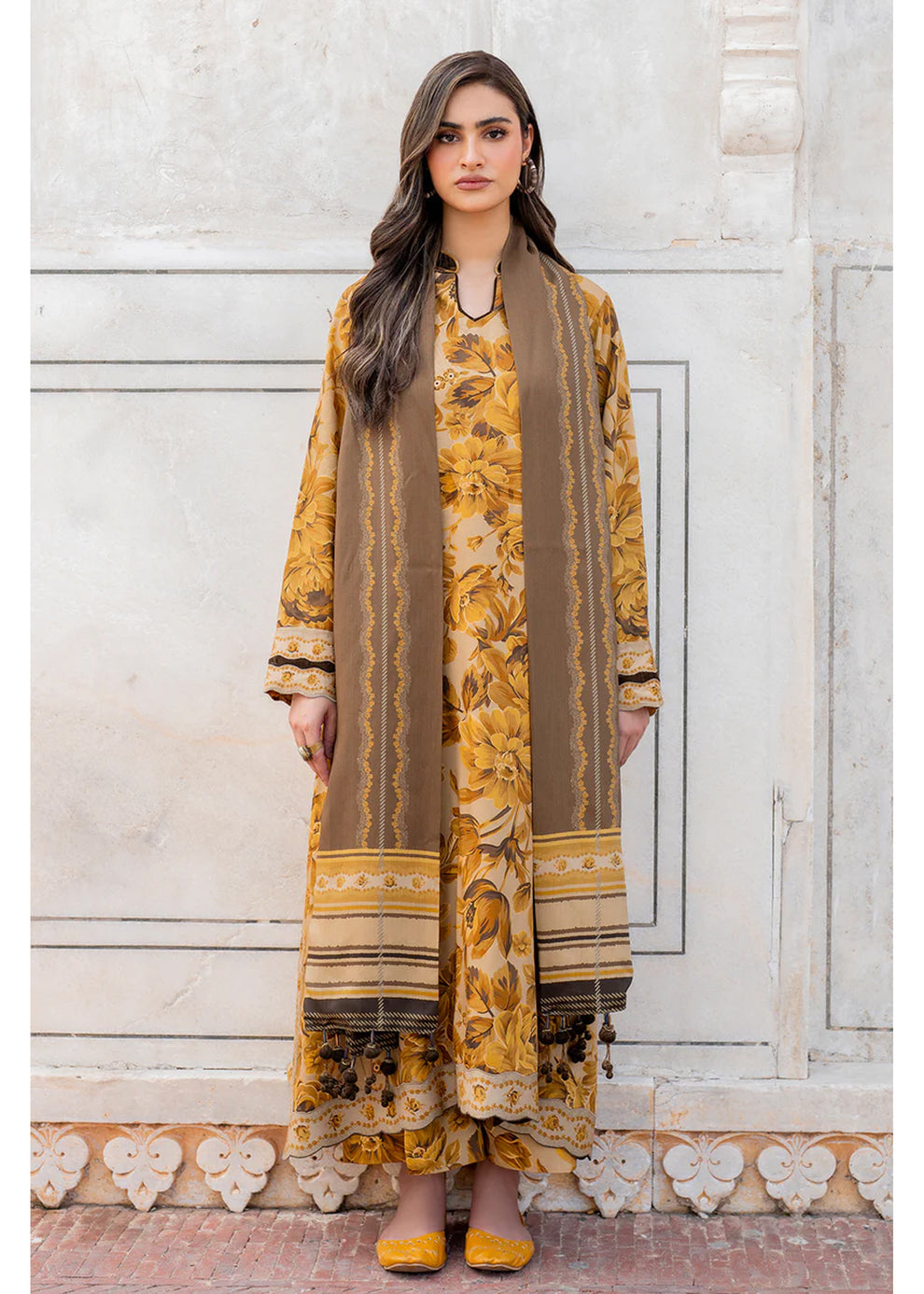 3 Piece - Unstitched Digital Printed Khaddar Fabric BK-185