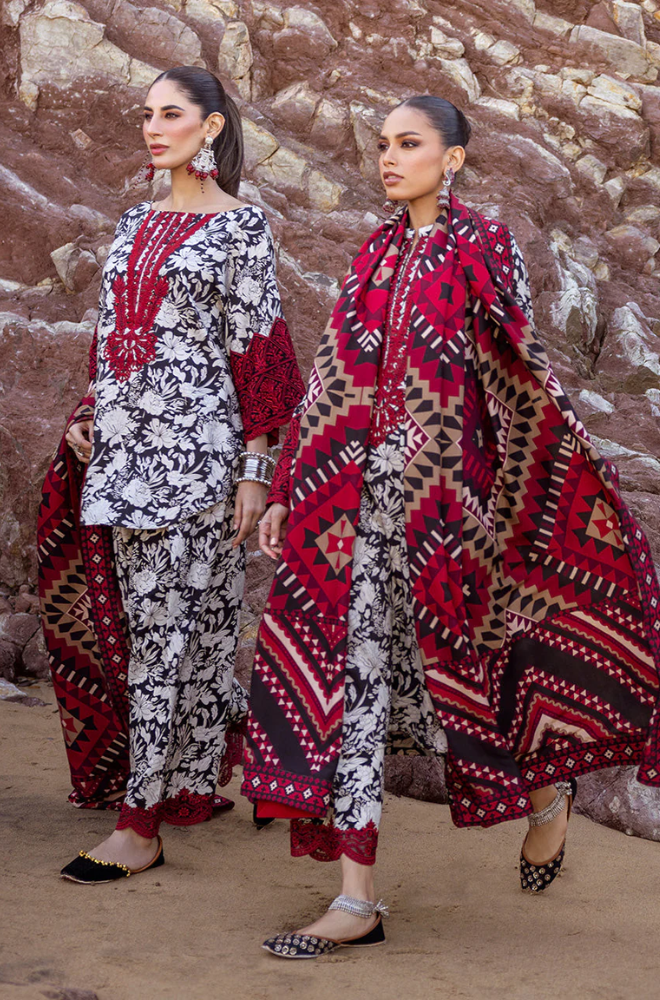 3 Piece - Unstitched Digital Printed Khaddar Fabric With Khaddar Shawl