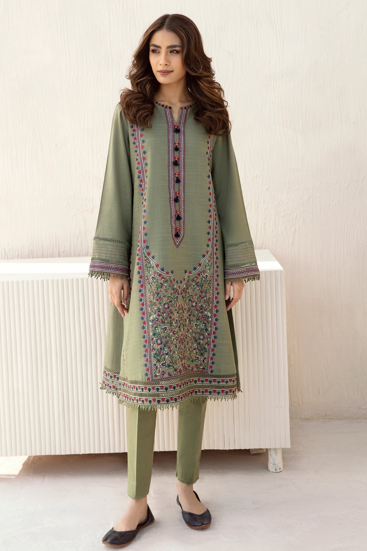 3 Piece - Unstitched Fully Embroided Dhanak Fabric JZ-710
