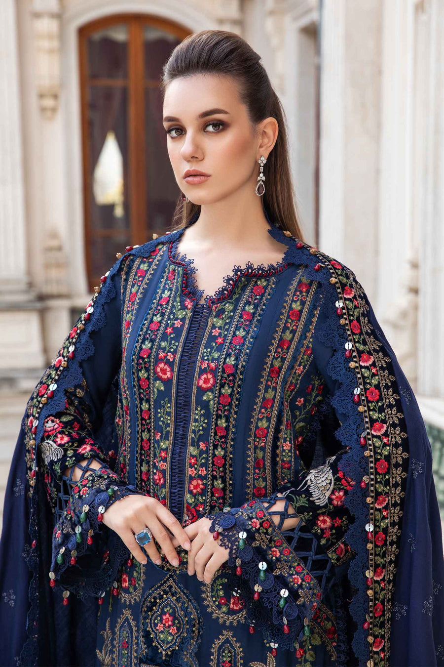 3 Piece - Unstitched Fully Embroided Dhanak Fabric MB-965