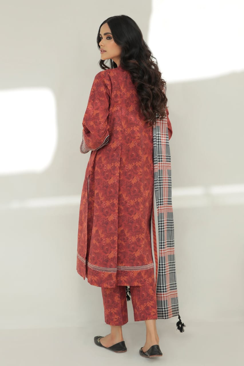 3 Piece - Unstitched Digital Printed Khaddar Fabric With Khaddar Shawl