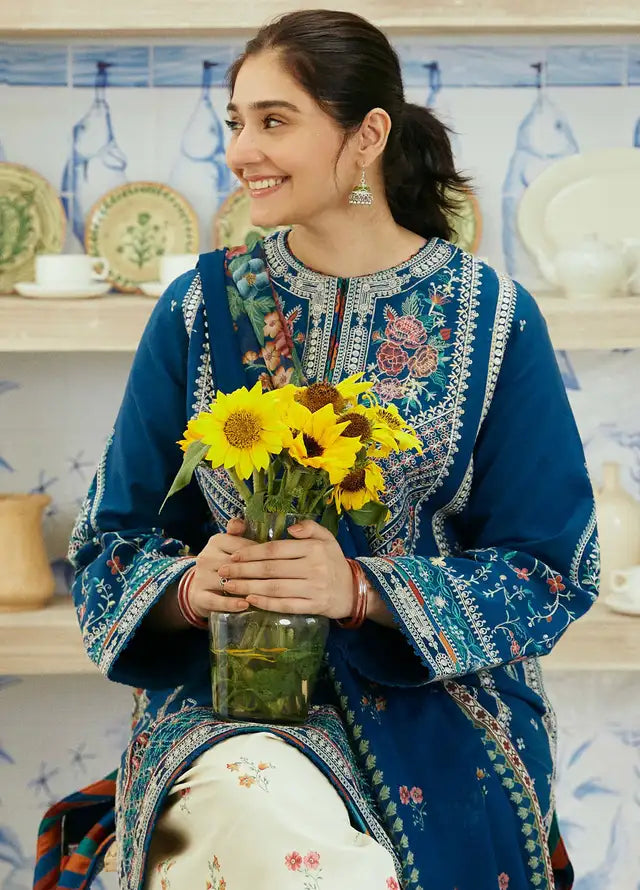 3 Piece - Unstitched Fully Embroided Dhanak Fabric ZS 50