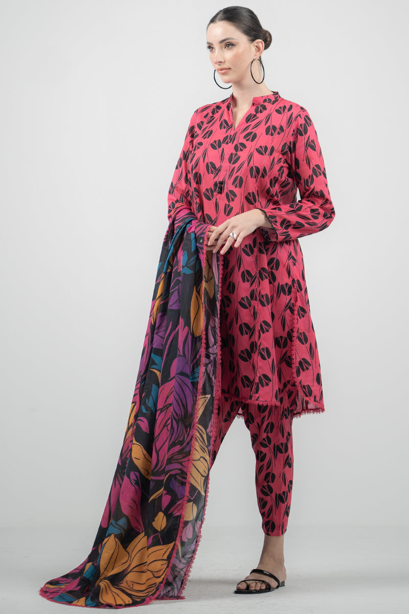 3 Piece - Unstitched Digital Printed Lawn Fabric