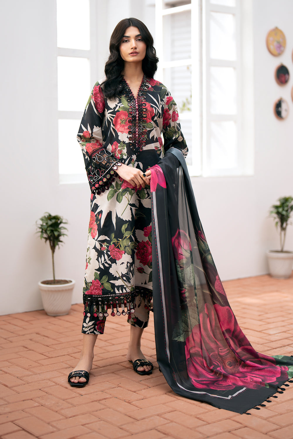 3 Piece - Unstitched Digital Printed Lawn Fabric BQ-03