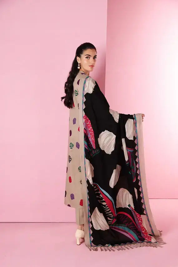 3 Piece - Unstitched Fully Embroided Dhanak Fabric With Wool Shawl NS-1080