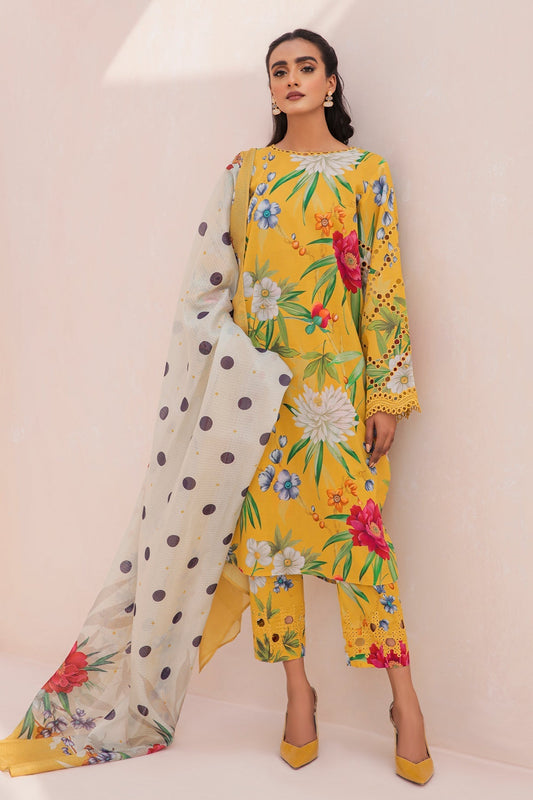 3 Piece - Unstitched Digital Printed Lawn Suit BQ-25