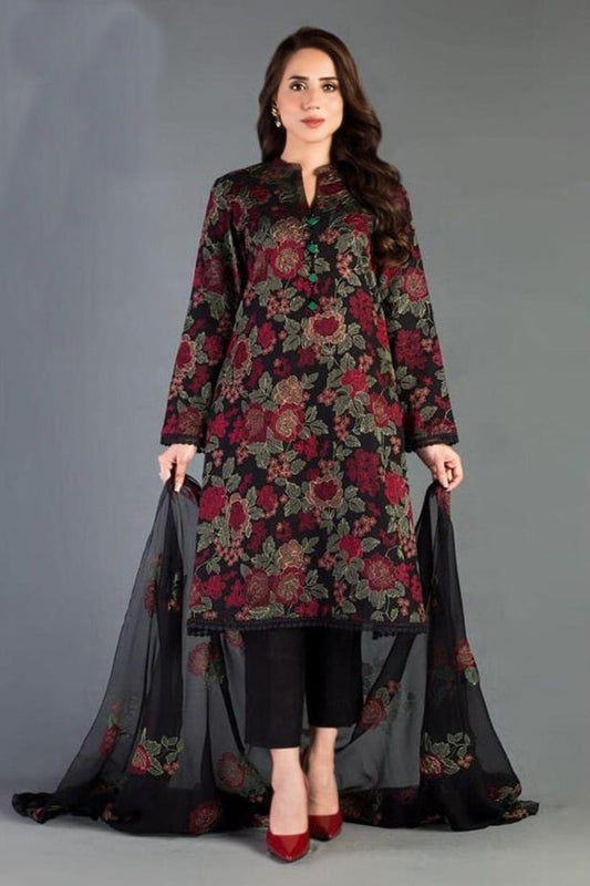3 Piece - Unstitched Fully Embroided Lawn fabric BR-345