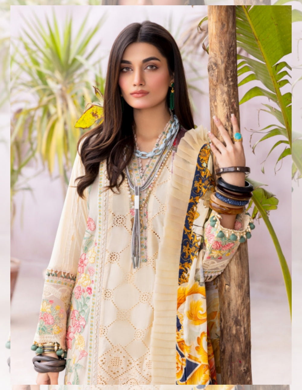 3 Piece - Unstitched Fully Embroided Lawn Fabric