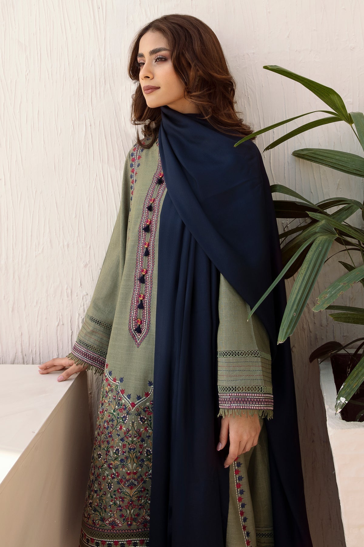 3 Piece - Unstitched Fully Embroided Dhanak Fabric JZ-710