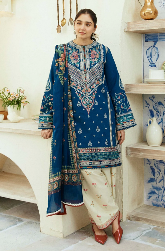 3 Piece - Unstitched Fully Embroided Dhanak Fabric ZS 50