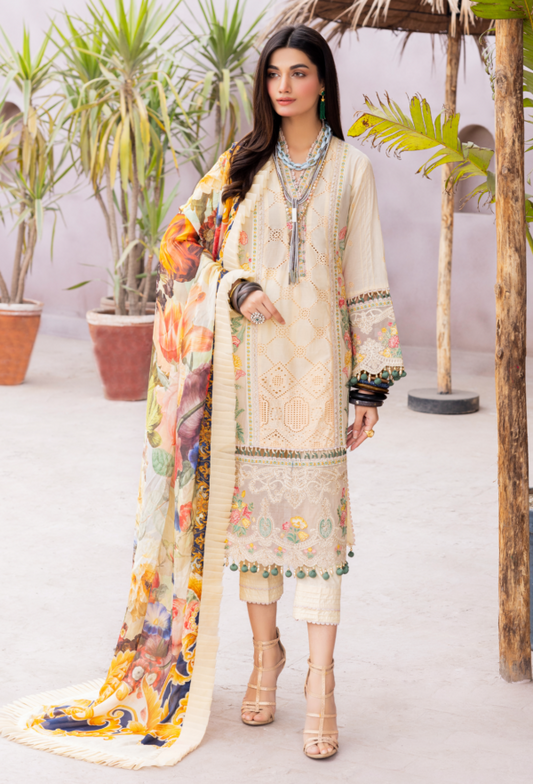 3 Piece - Unstitched Fully Embroided Lawn Fabric